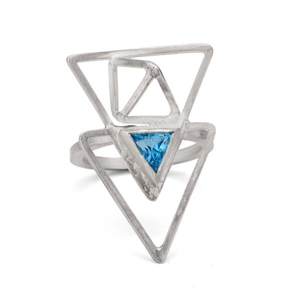 Sterling Silver Ring with Faceted Blue Topaz