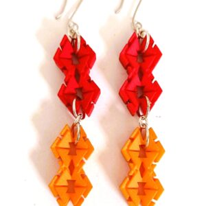 Red and Orange Long Drop Earrings