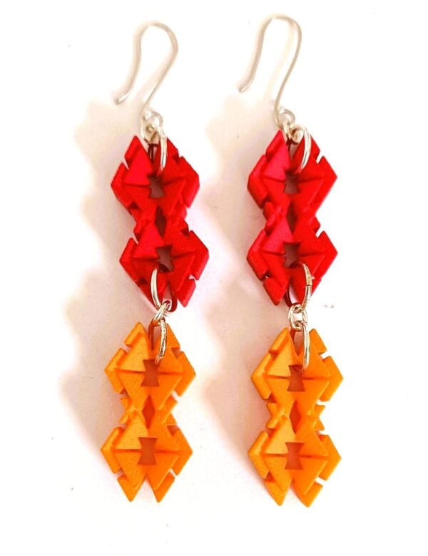 Red and Orange Long Drop Earrings