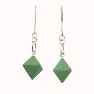 Octahedron Drop Earrings — Fluorite